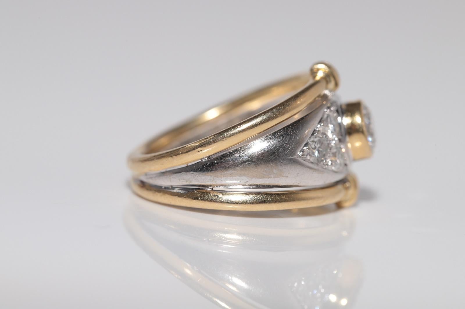Vintage Circa 1980er Jahre 18k Gold Natürlicher Diamant Dekorierter starker Ring Damen im Angebot