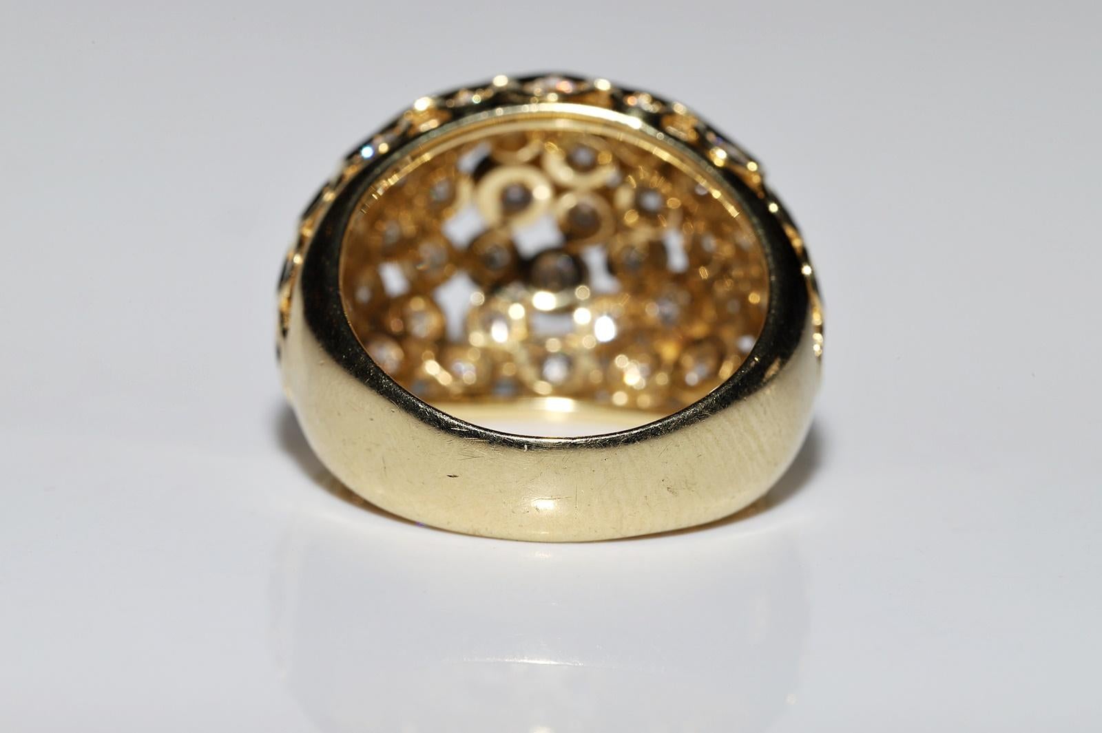 Vintage Circa 1980er Jahre 18k Gold Natürlicher Diamant Dekorierter starker Ring Damen