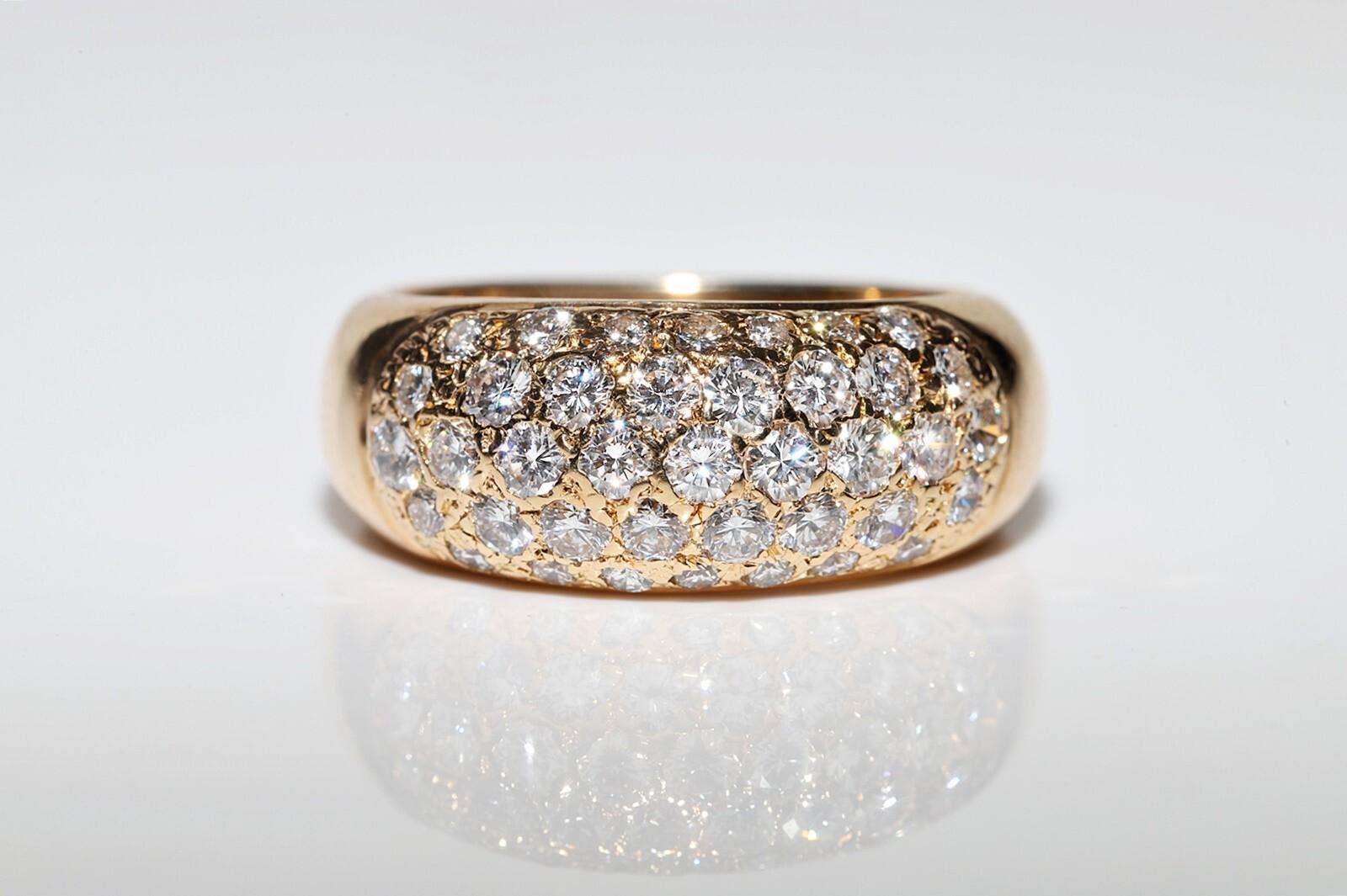 Donna Anello forte decorato con diamanti naturali in oro 18 carati CIRCA gli anni '80 in vendita