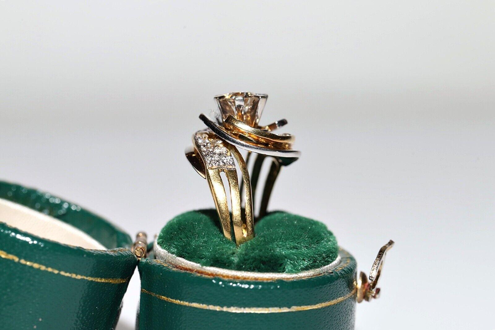 Donna Anello forte decorato con diamanti naturali in oro 18 carati CIRCA gli anni '80 in vendita