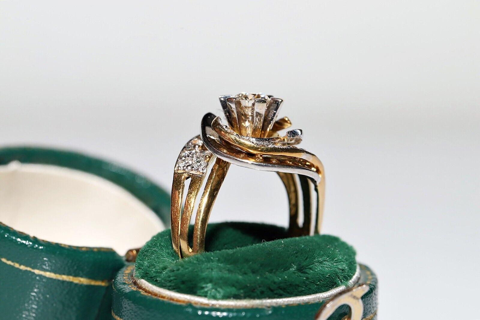 Vintage Circa 1980er Jahre 18k Gold Natürlicher Diamant Dekorierter starker Ring im Angebot 1
