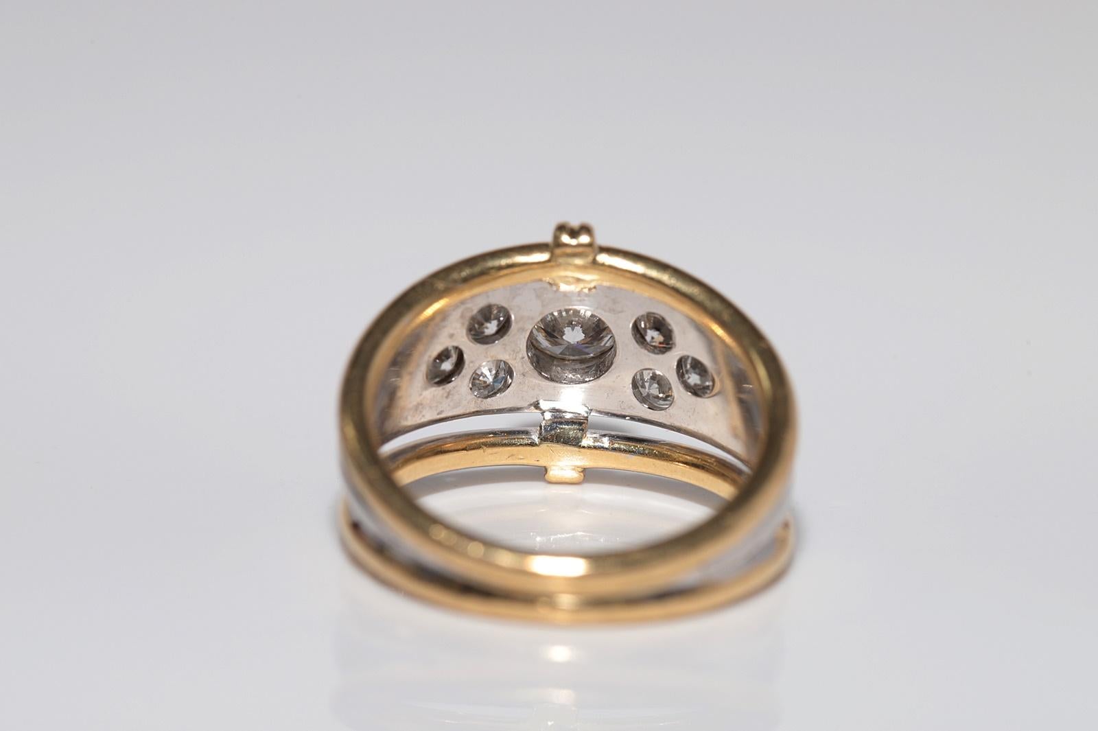 Vintage Circa 1980er Jahre 18k Gold Natürlicher Diamant Dekorierter starker Ring im Angebot 1
