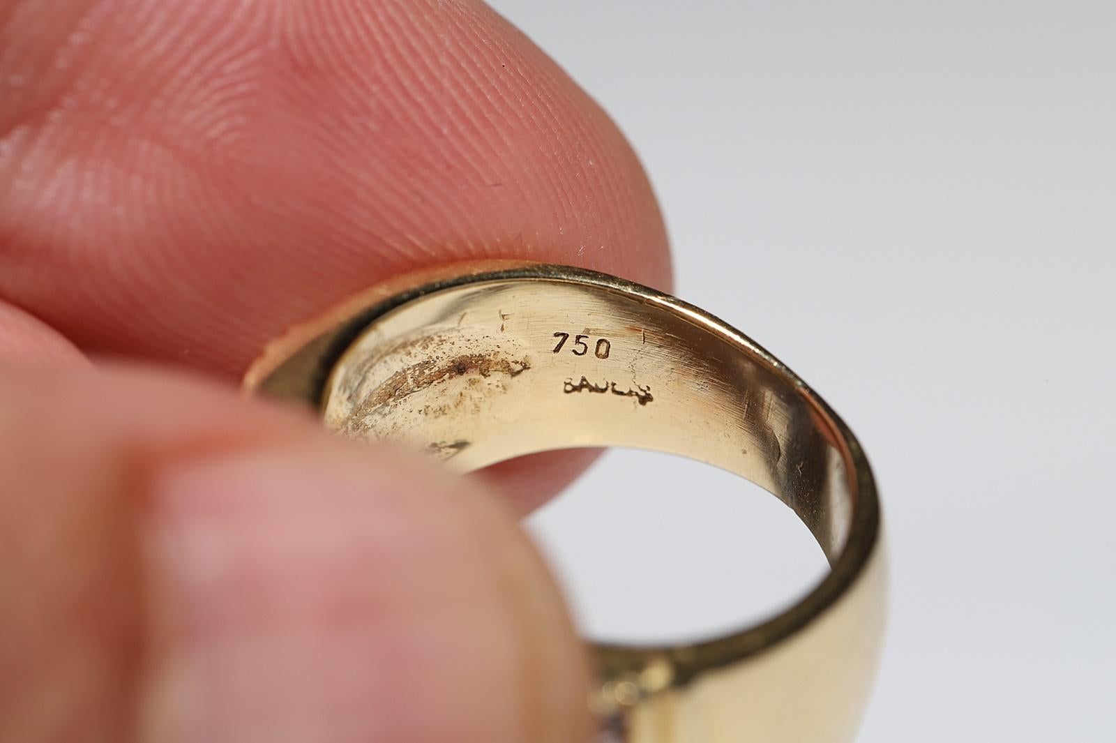 Vintage Circa 1980er Jahre 18k Gold Natürlicher Diamant Dekorierter starker Ring im Angebot 2