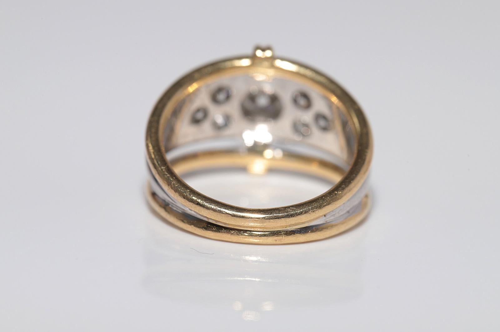 Vintage Circa 1980er Jahre 18k Gold Natürlicher Diamant Dekorierter starker Ring im Angebot 2