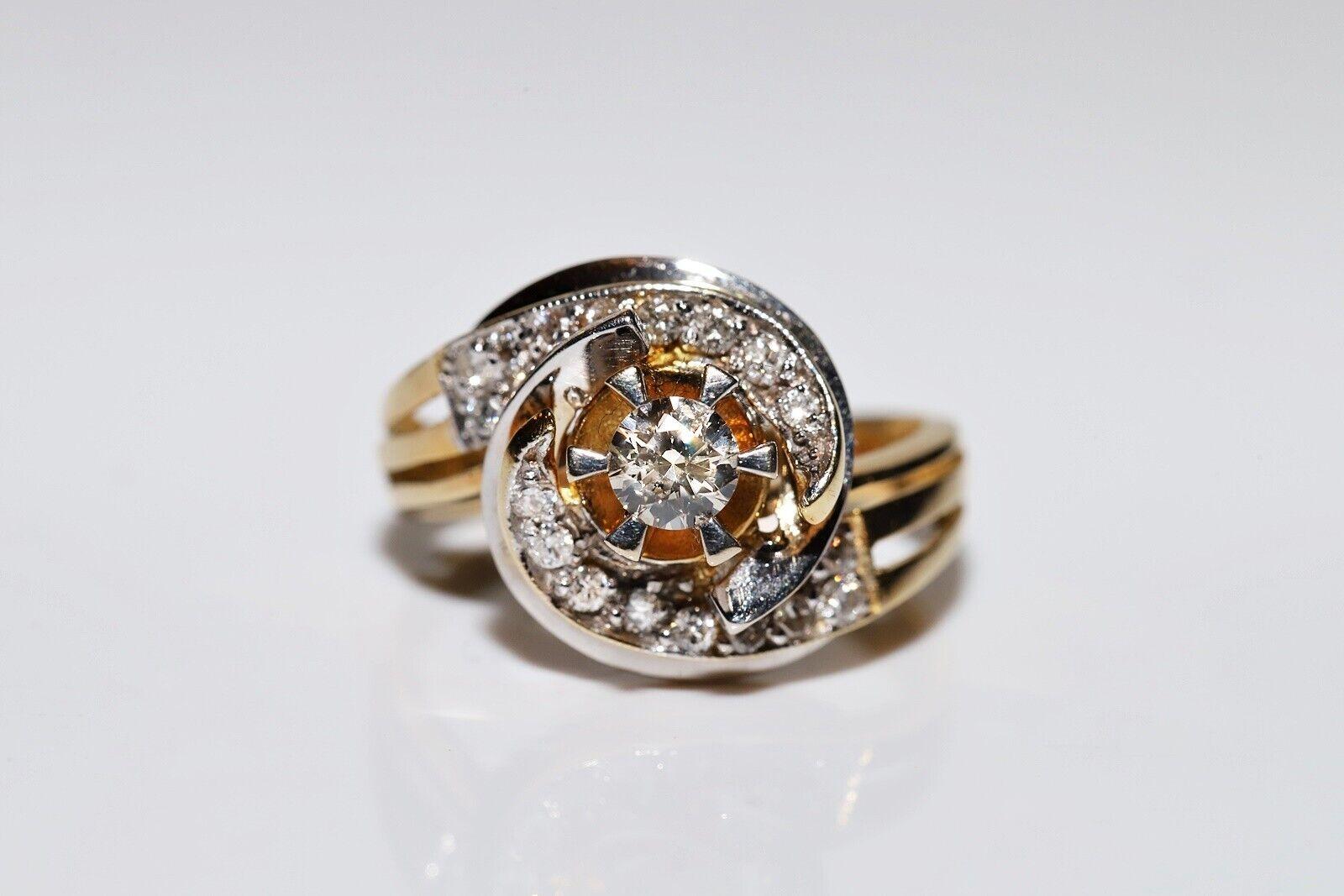 Anello forte decorato con diamanti naturali in oro 18 carati CIRCA gli anni '80 in vendita 2