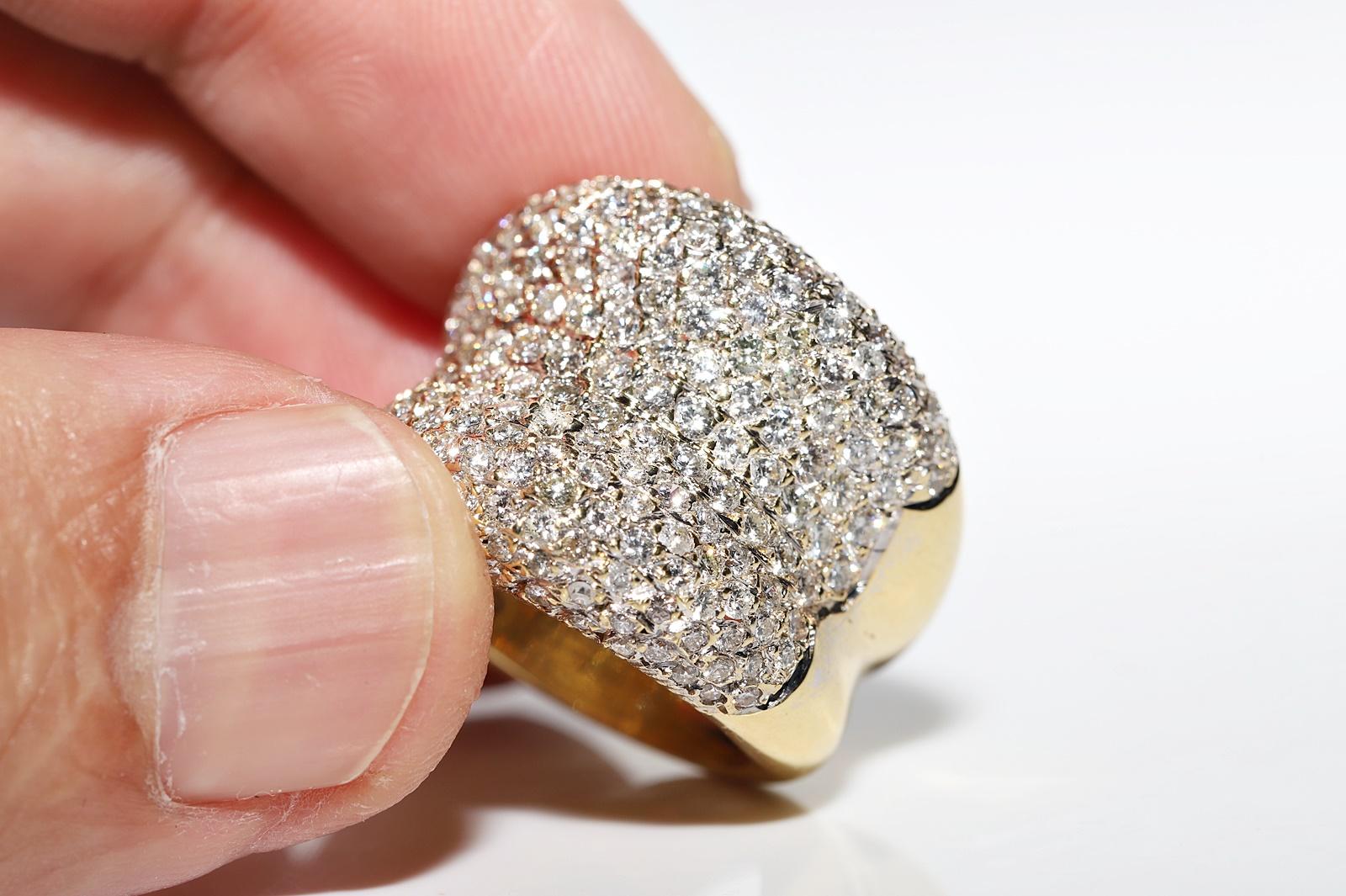 Anello forte decorato con diamanti naturali in oro 18 carati CIRCA gli anni '80 in vendita 3