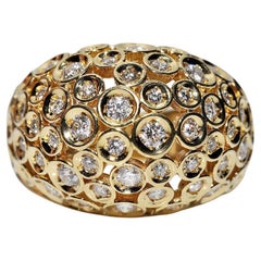 Bague vintage des années 1980 en or 18 carats décorée de diamants naturels