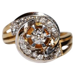 Anello forte decorato con diamanti naturali in oro 18 carati CIRCA gli anni '80