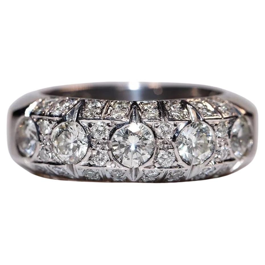Vintage Circa 1980s 18k Gold Natural Diamond Decorated Strong Ring