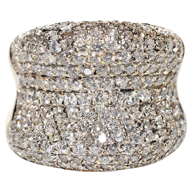 Anello forte decorato con diamanti naturali in oro 18 carati CIRCA gli anni '80
