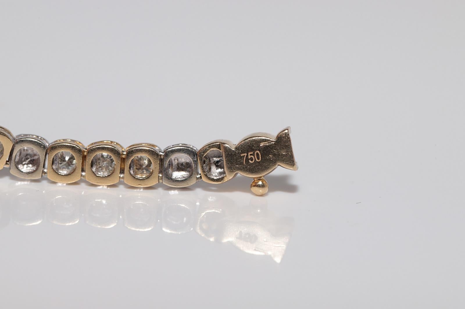 Vintage Circa 1980er Jahre 18k Gold Natürliches Diamant-Tennisarmband mit Dekoration im Angebot 6