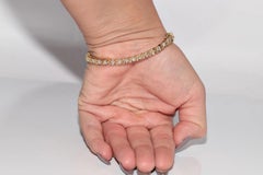 Vintage Circa 1980s 18k Gold Natural Diamond Decorated Tennis Bracelet