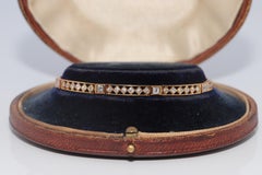 Vintage Circa 1980s 18k Gold Natural Diamond Decorated Tennis Bracelet