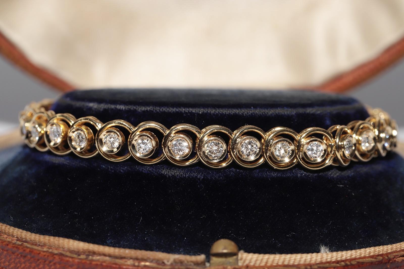Rétro Bracciale da tennis decorato con diamanti naturali in oro 18 ct. d'epoca CIRCA 1980 in vendita