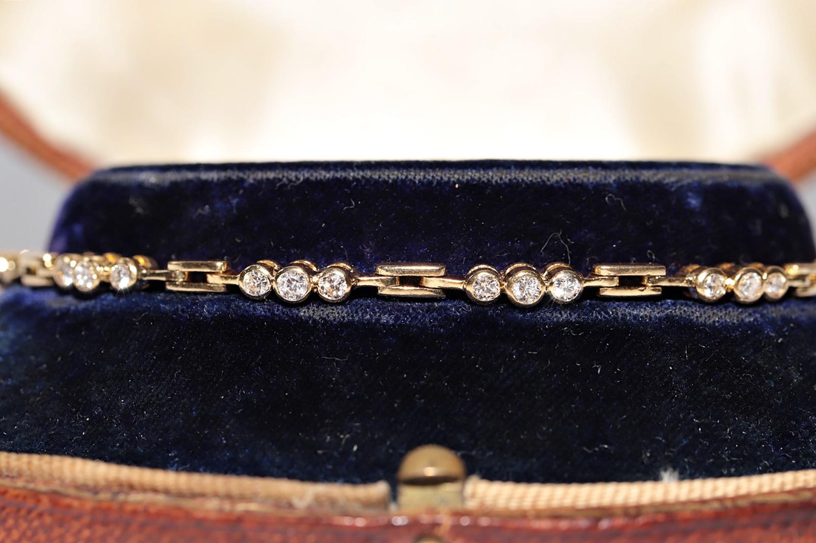Rétro Bracciale da tennis decorato con diamanti naturali in oro 18 ct. d'epoca CIRCA 1980 in vendita