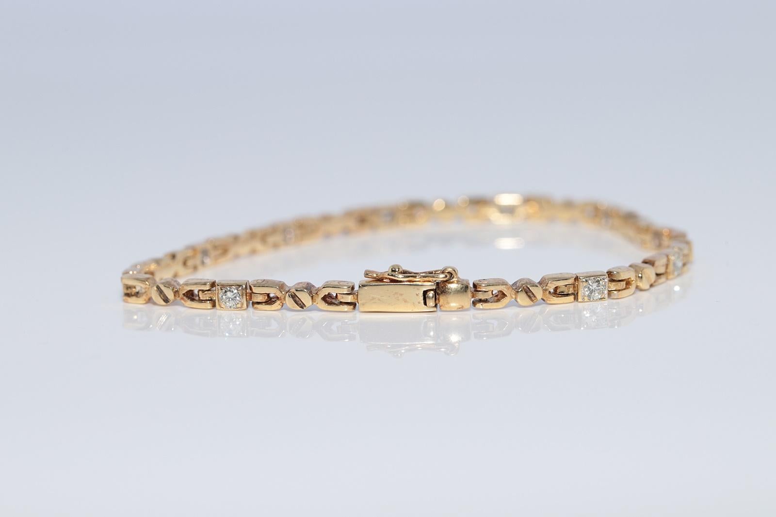 Donna Bracciale da tennis decorato con diamanti naturali in oro 18 ct. d'epoca CIRCA 1980 in vendita