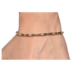 Vintage Circa 1980s 18k Gold Natural Diamond Decorated Tennis Bracelet
