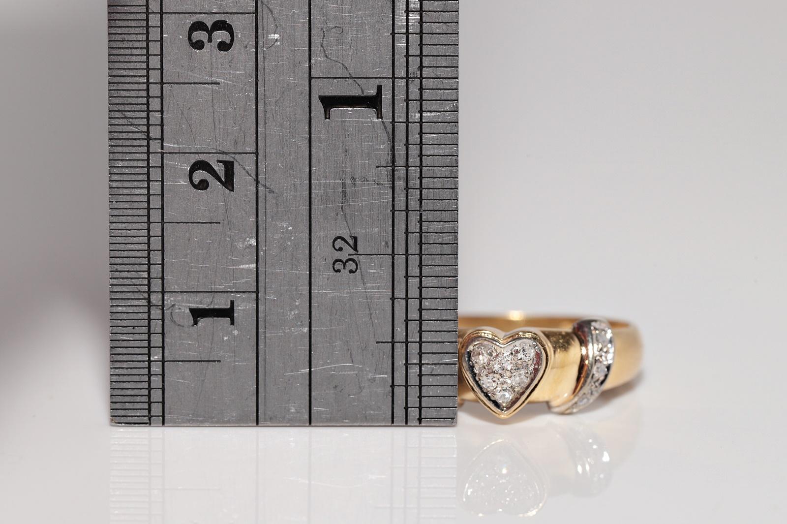 Vintage CIRCA 1980 Bague en or 18k diamant naturel Heart Design en vente 5
