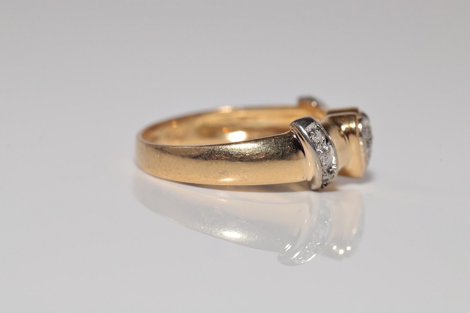 Vintage CIRCA 1980 Bague en or 18k diamant naturel Heart Design Pour femmes en vente