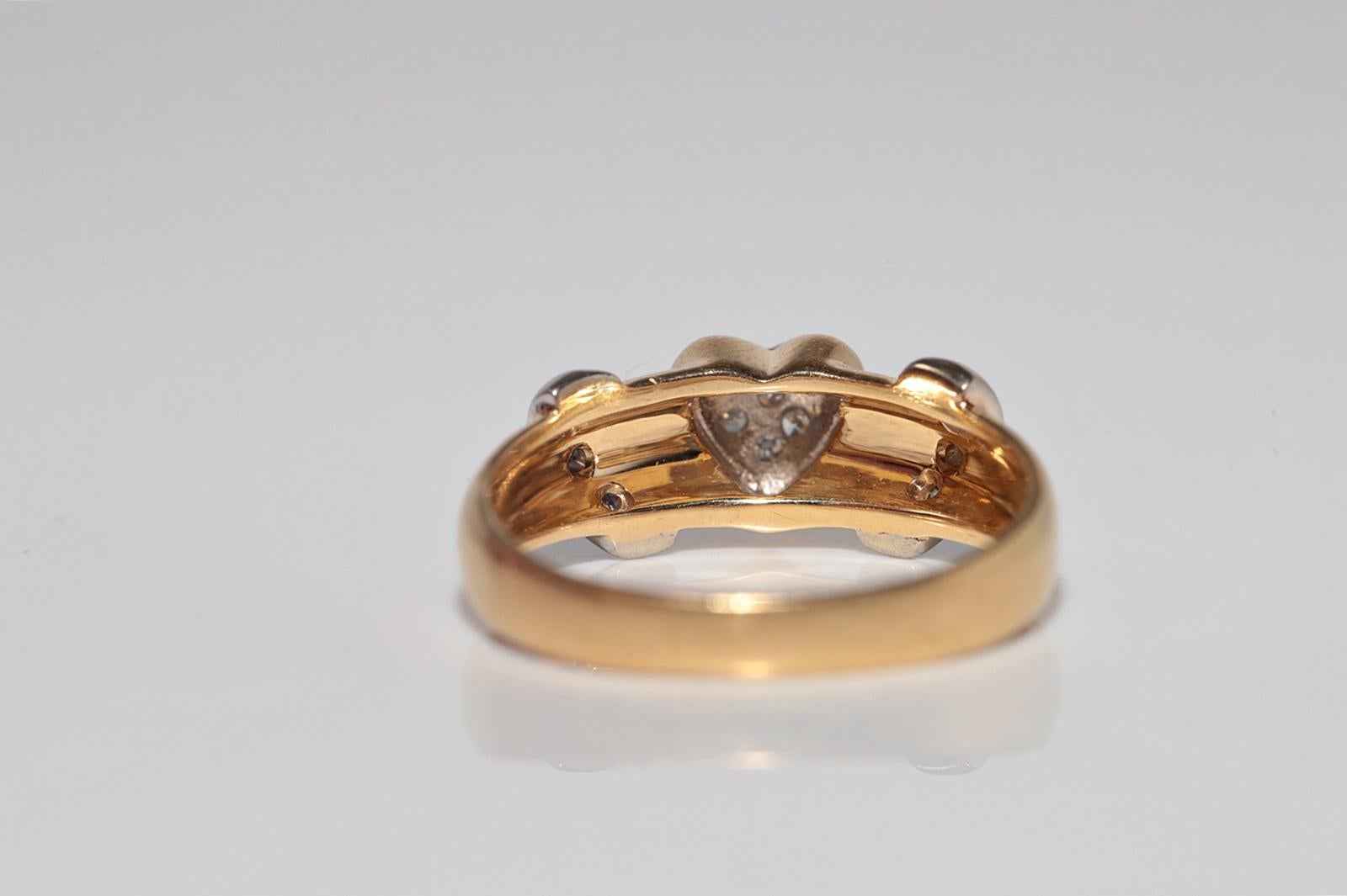 Vintage CIRCA 1980 Bague en or 18k diamant naturel Heart Design en vente 2