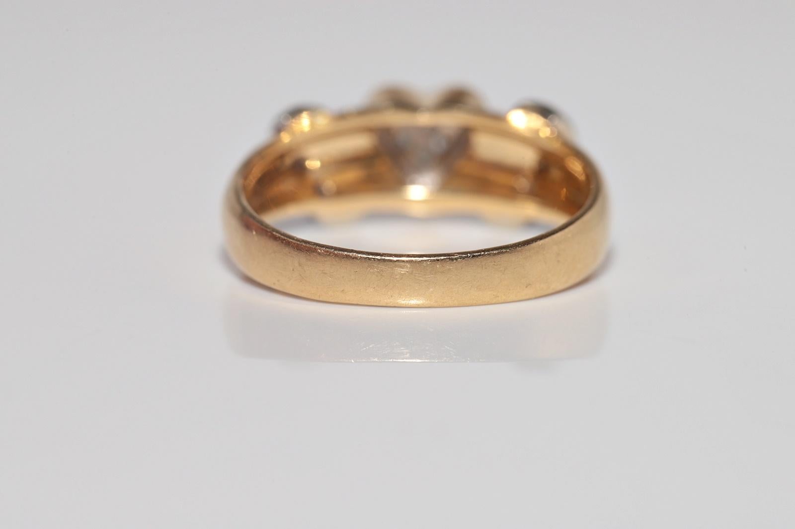 Vintage CIRCA 1980 Bague en or 18k diamant naturel Heart Design en vente 3