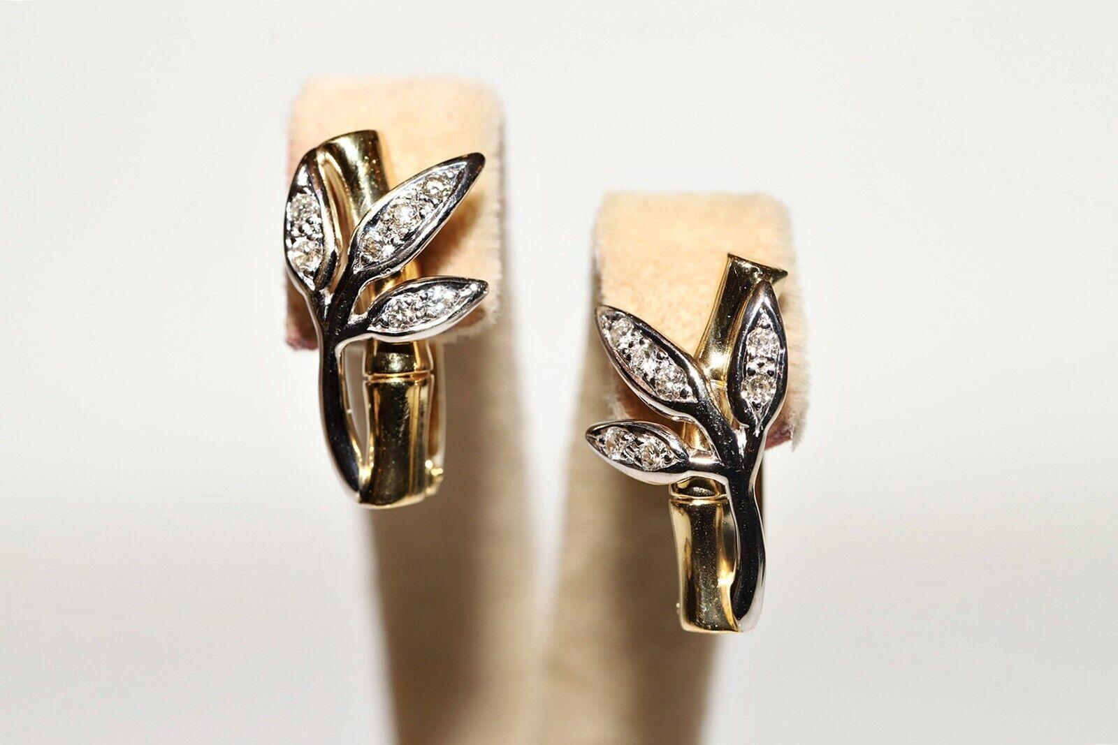 Vintage Circa 1980er Jahre Ohrring aus 18 Karat Gold mit natürlichem Diamanten im Efeu-Stil im Angebot 6
