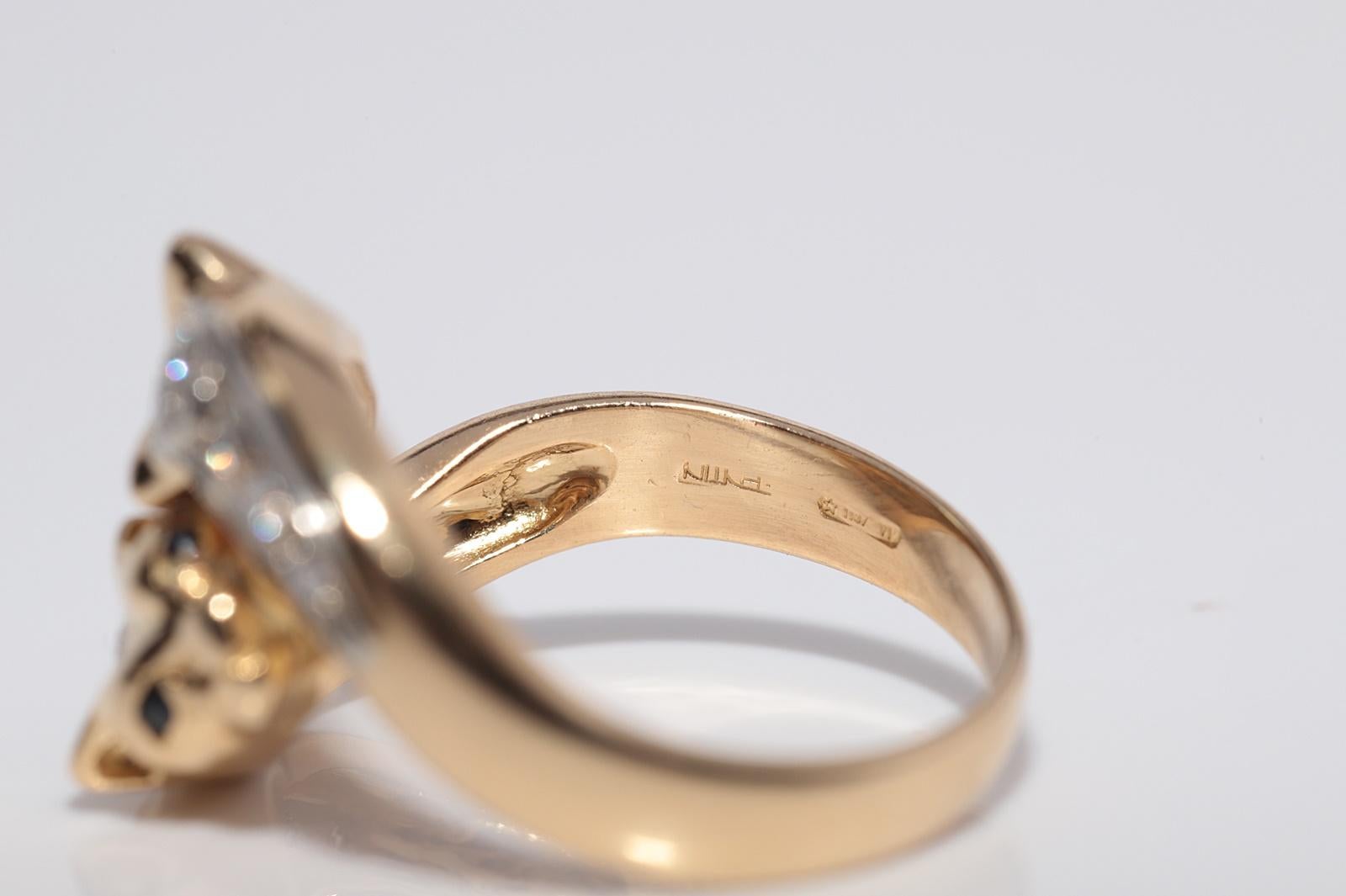 Vintage Circa 1980er Jahre 18k Gold natürlicher Diamant Leopard Design starker Ring im Angebot 4
