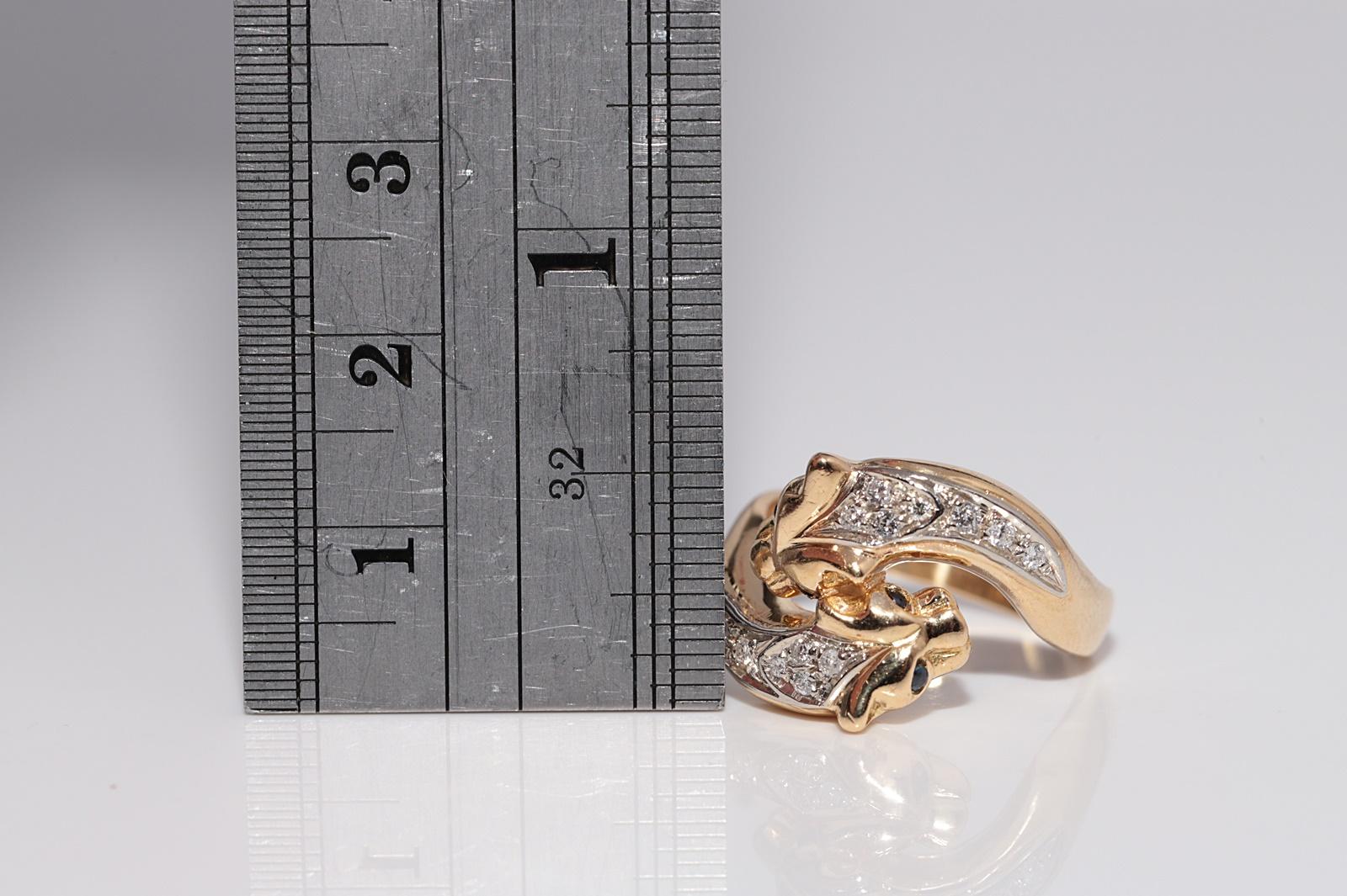 Vintage Circa 1980er Jahre 18k Gold natürlicher Diamant Leopard Design starker Ring im Angebot 6