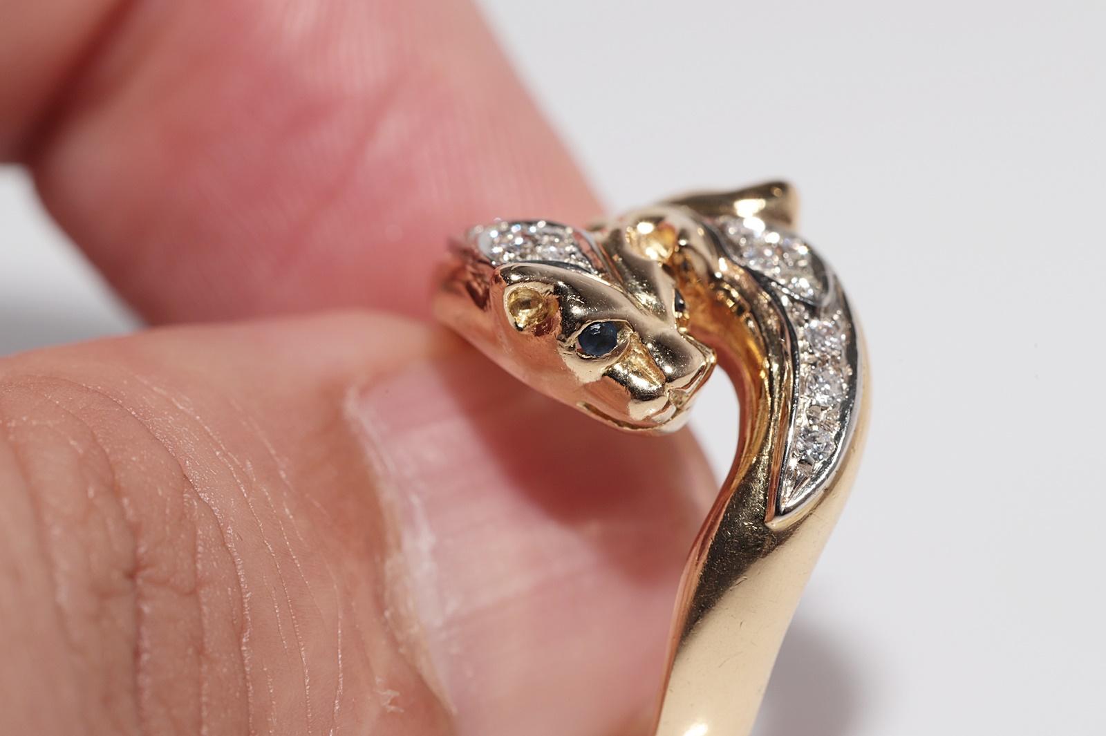 Vintage Circa 1980er Jahre 18k Gold natürlicher Diamant Leopard Design starker Ring im Angebot 8