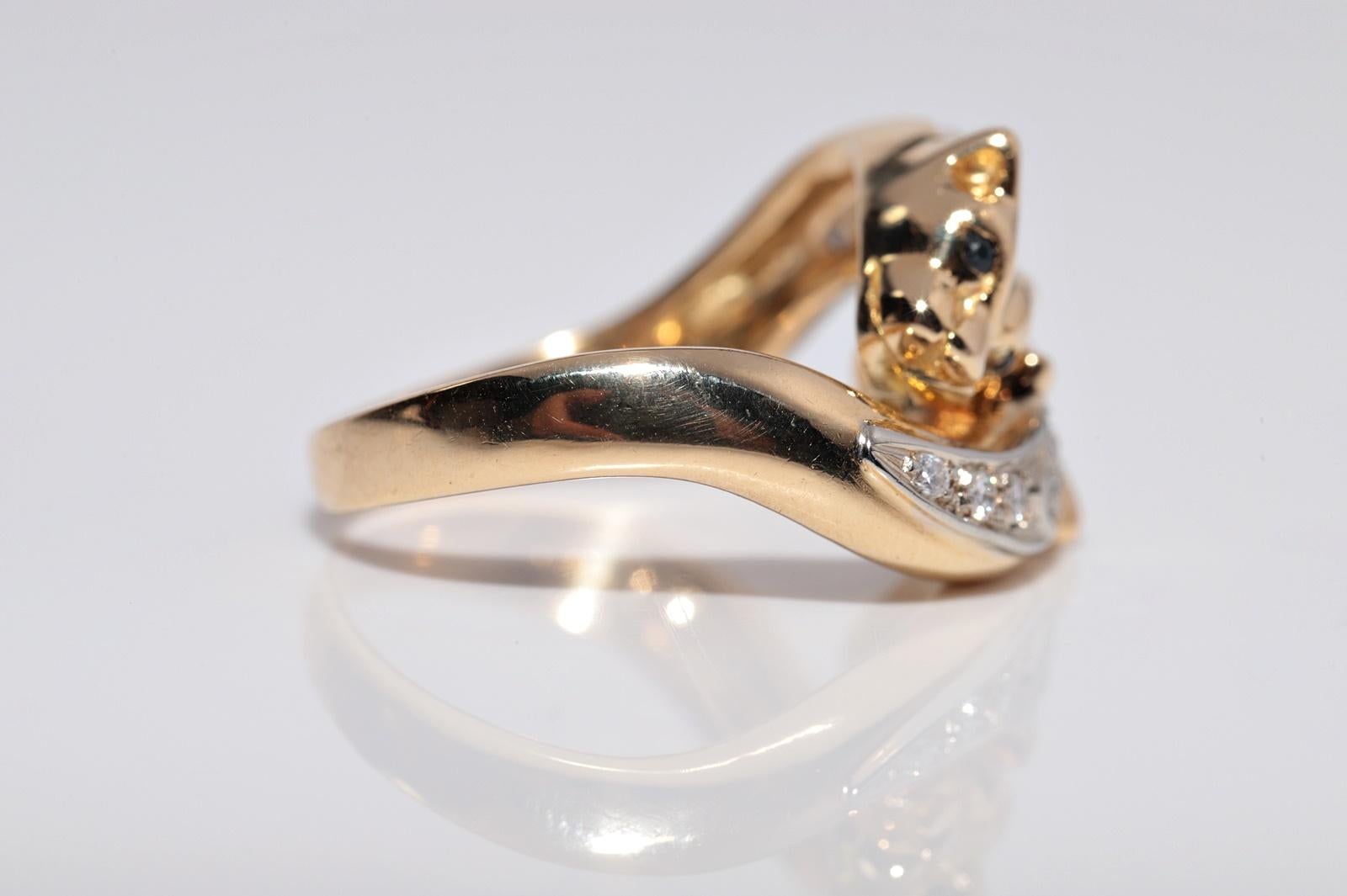 Vintage Circa 1980er Jahre 18k Gold natürlicher Diamant Leopard Design starker Ring Damen im Angebot
