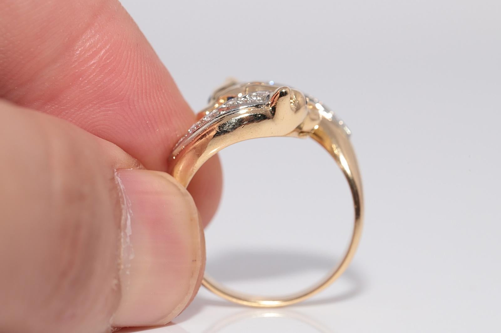 Vintage Circa 1980er Jahre 18k Gold natürlicher Diamant Leopard Design starker Ring im Angebot 1