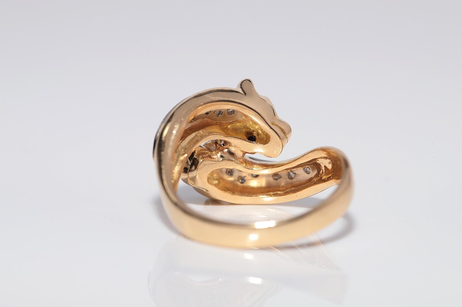 Vintage Circa 1980er Jahre 18k Gold natürlicher Diamant Leopard Design starker Ring im Angebot 2