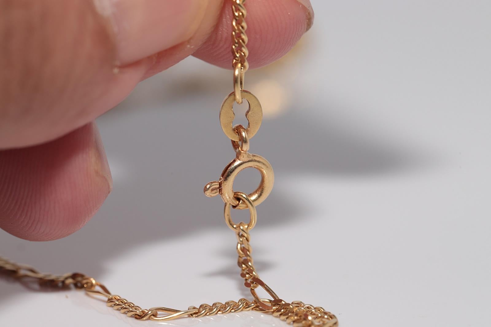 Vintage Circa 1980s 18k Gold Natural Diamond Oval Cut Sapphire Pendant Necklace For Sale 7