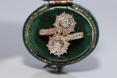 Vintage Circa 1980 Or 18k Diamant naturel Rose Design Design décoré