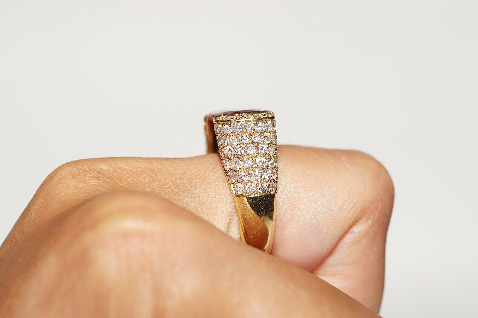 Vintage Circa 1980er Jahre 18k Gold natürlicher Diamant Rubin verzierter starkerter Ring im Angebot 6