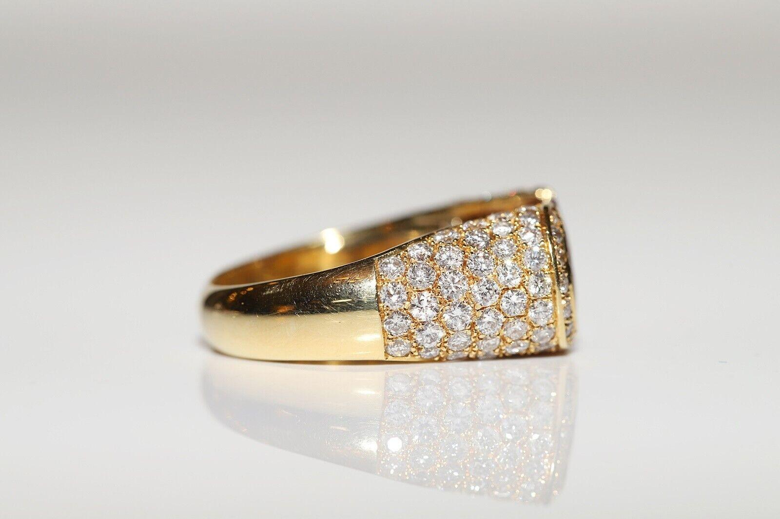 Vintage Circa 1980er Jahre 18k Gold natürlicher Diamant Rubin verzierter starkerter Ring im Angebot 2