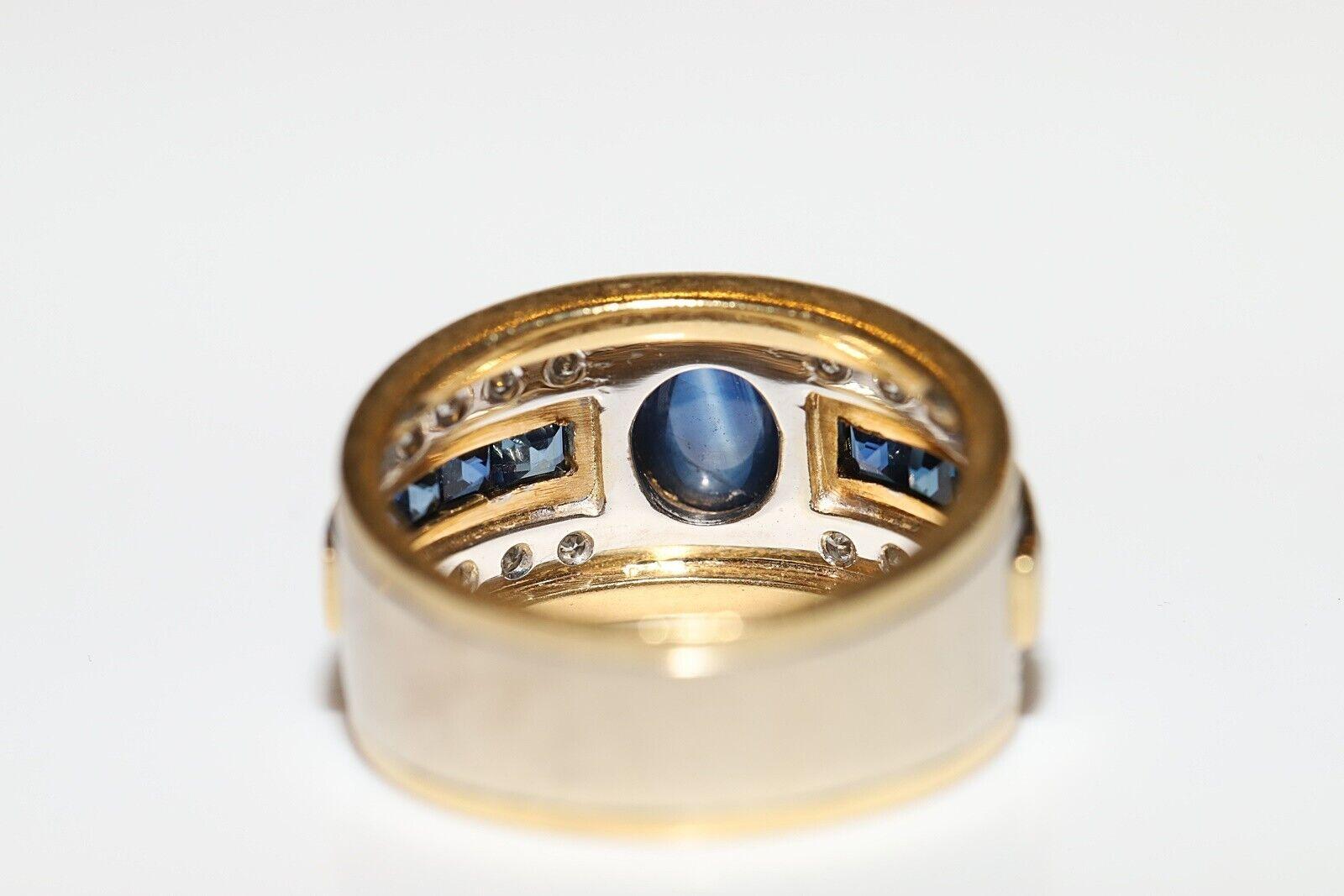 Vintage Circa 1980er Jahre 18k Gold Natürlicher Diamant Saphir Dekorierter Ring Damen im Angebot