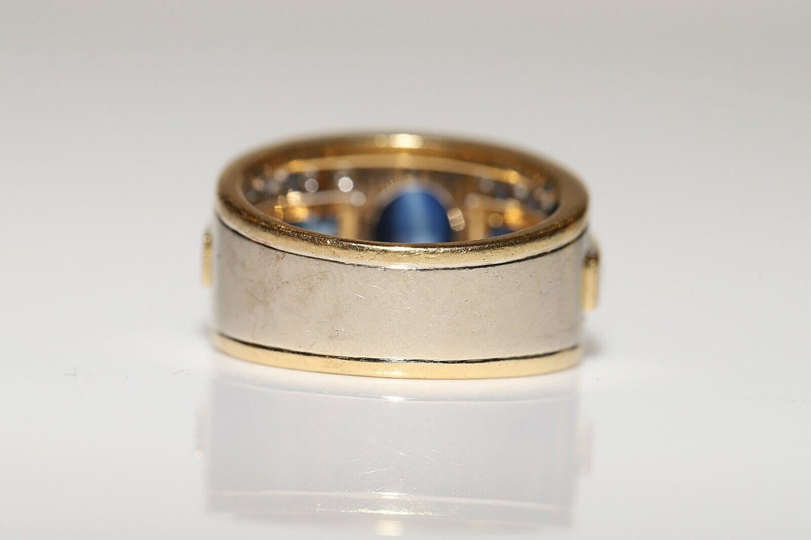 Vintage Circa 1980er Jahre 18k Gold Natürlicher Diamant Saphir Dekorierter Ring im Angebot 1