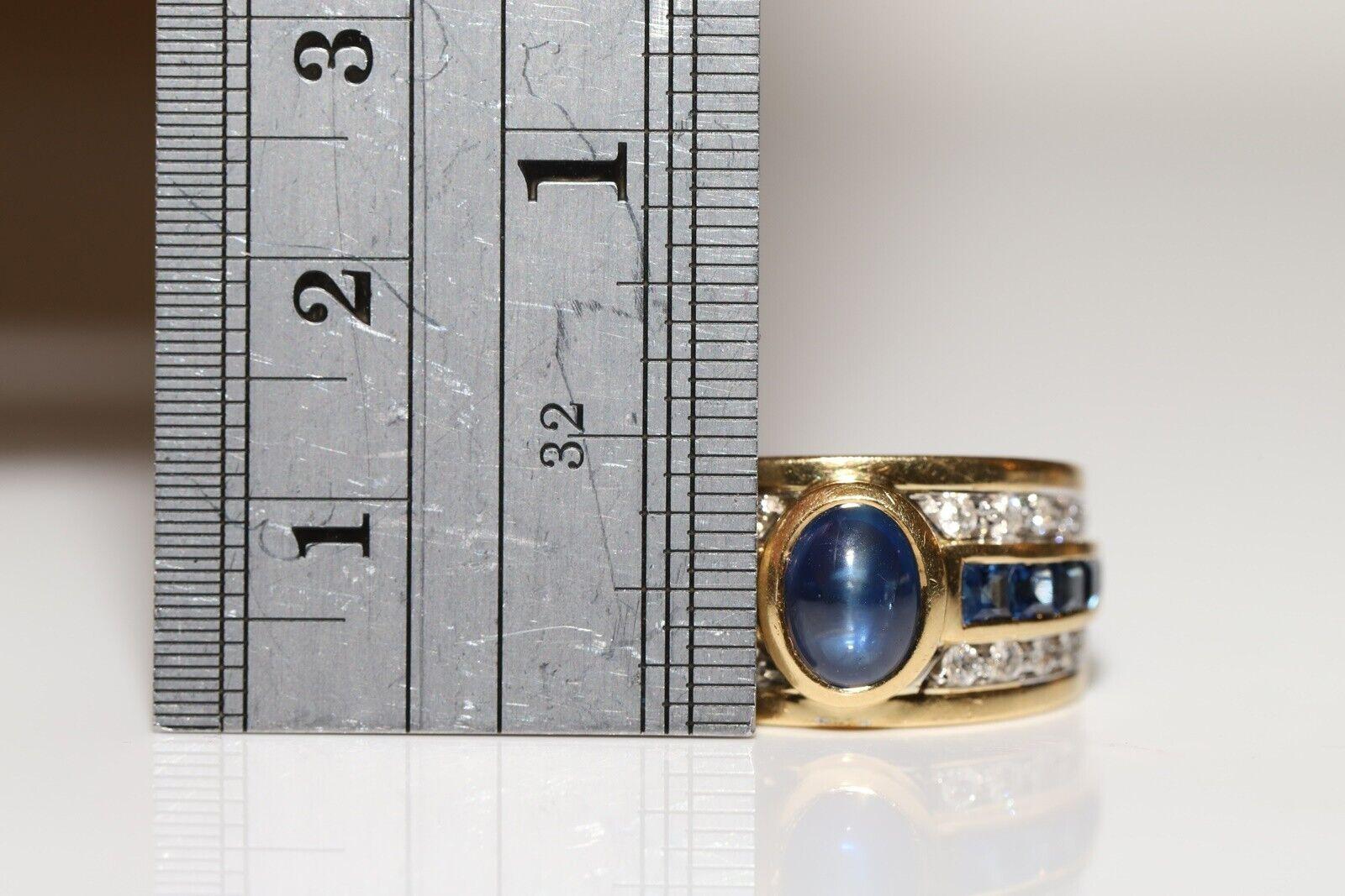 Vintage Circa 1980er Jahre 18k Gold Natürlicher Diamant Saphir Dekorierter Ring im Angebot 3