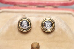 Vintage Circa 1980s 18k Gold Natural Diamond Solitaire Earring