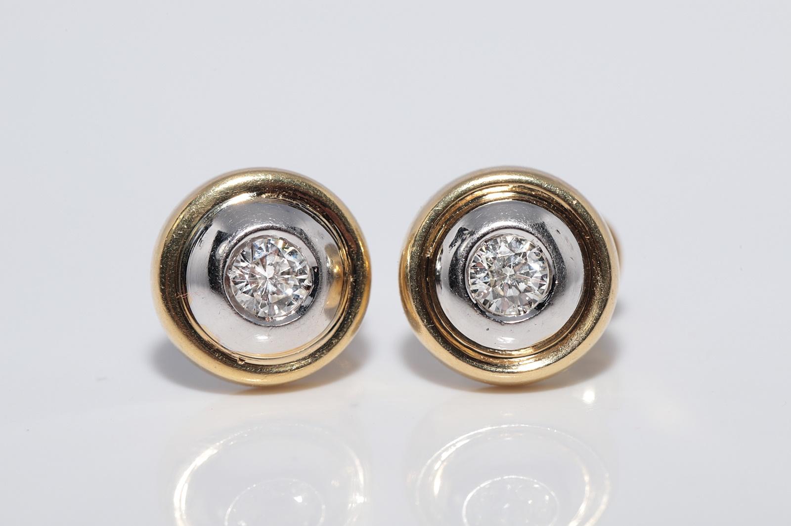 Vintage Solitär-Ohrring, ca. 1980er Jahre, 18 Karat Gold, natürlicher Diamant