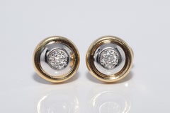 Orecchino solitario con diamante naturale in oro 18 carati, vintage, anni 
80 circa