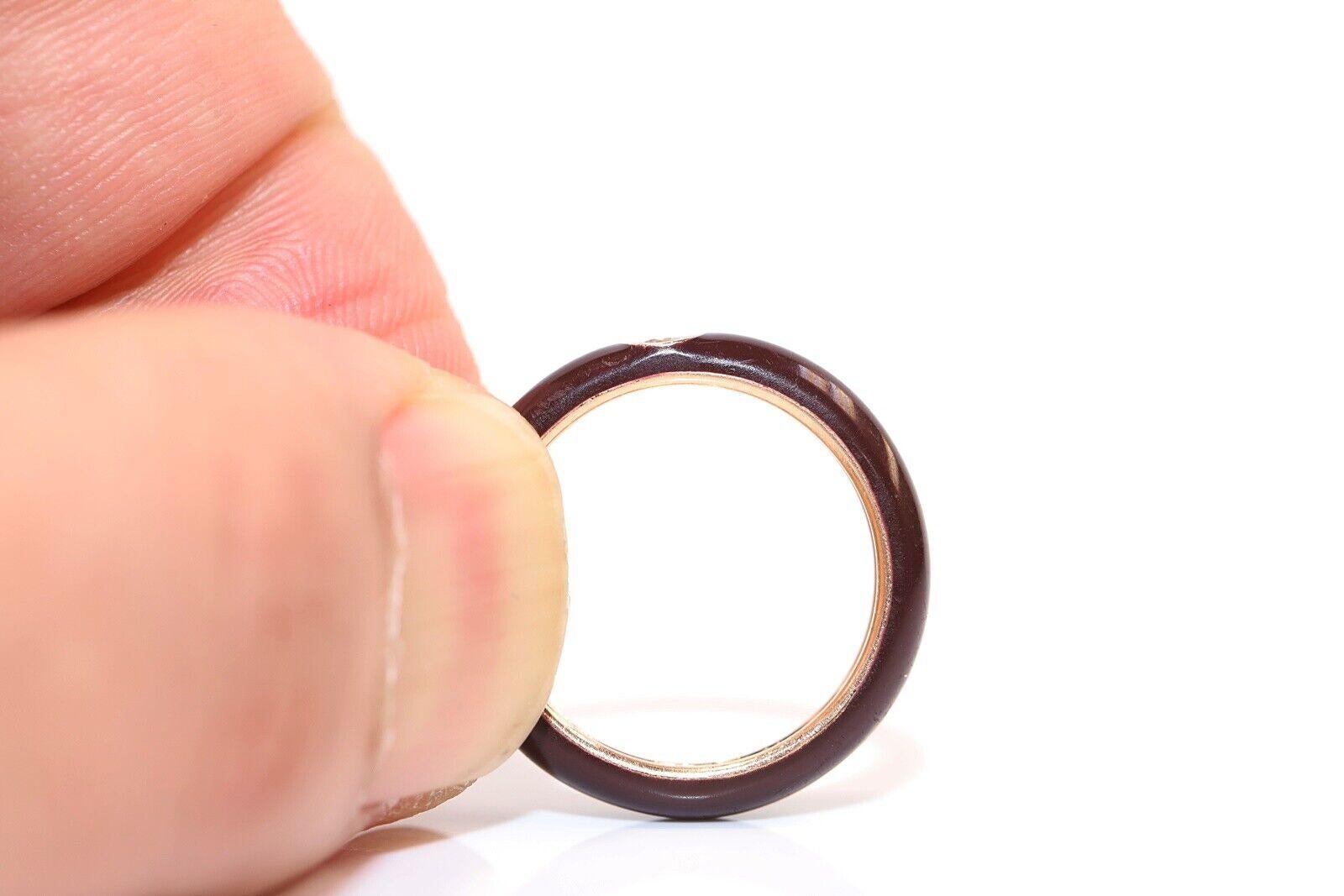 Vintage Circa 1980er Jahre 18k Gold Natürlicher Diamant Solitär Emaille Ring im Angebot 1