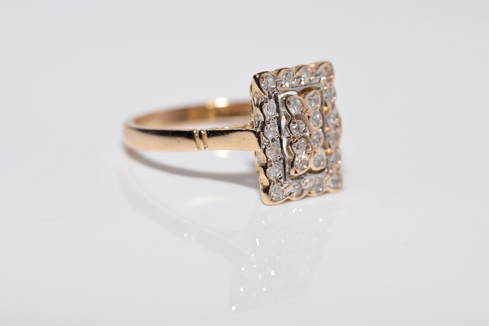 Anello quadrato con diamante naturale in oro 18 carati, vintage CIRCA gli anni '80 In condizioni buone in vendita a Fatih/İstanbul, 34