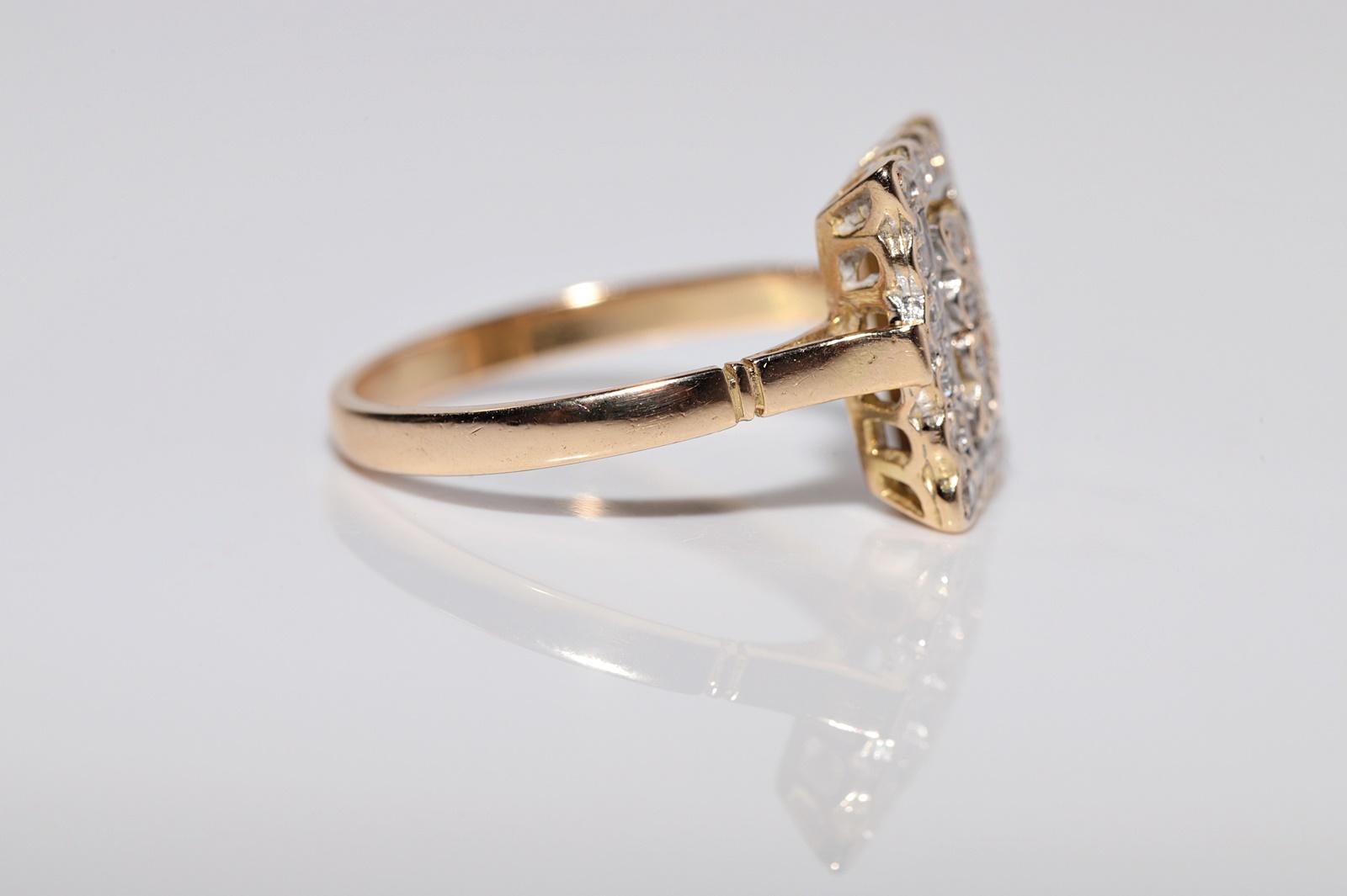 Donna Anello quadrato con diamante naturale in oro 18 carati, vintage CIRCA gli anni '80 in vendita