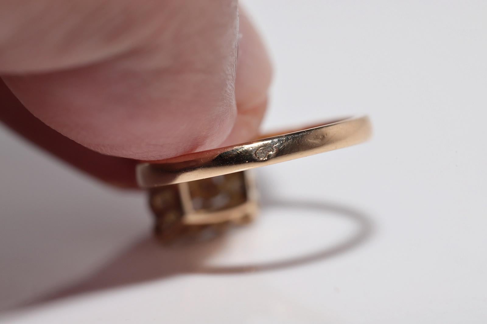 Anello quadrato con diamante naturale in oro 18 carati, vintage CIRCA gli anni '80 in vendita 3