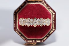 Vintage Circa 1980s 18k Gold Natural Marquise Cut And Brilliant Cut Diamond Ring