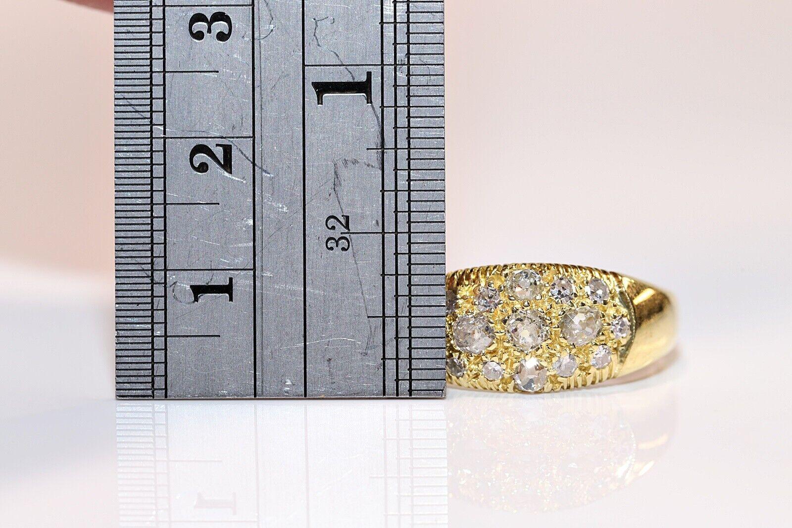 Vintage Circa 1980er Jahre 18k Gold Natürlicher Altschliff Diamant Dekorierter Ring (Retro) im Angebot