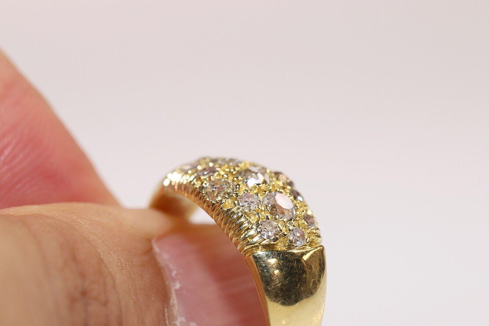 Vintage Circa 1980er Jahre 18k Gold Natürlicher Altschliff Diamant Dekorierter Ring Damen im Angebot