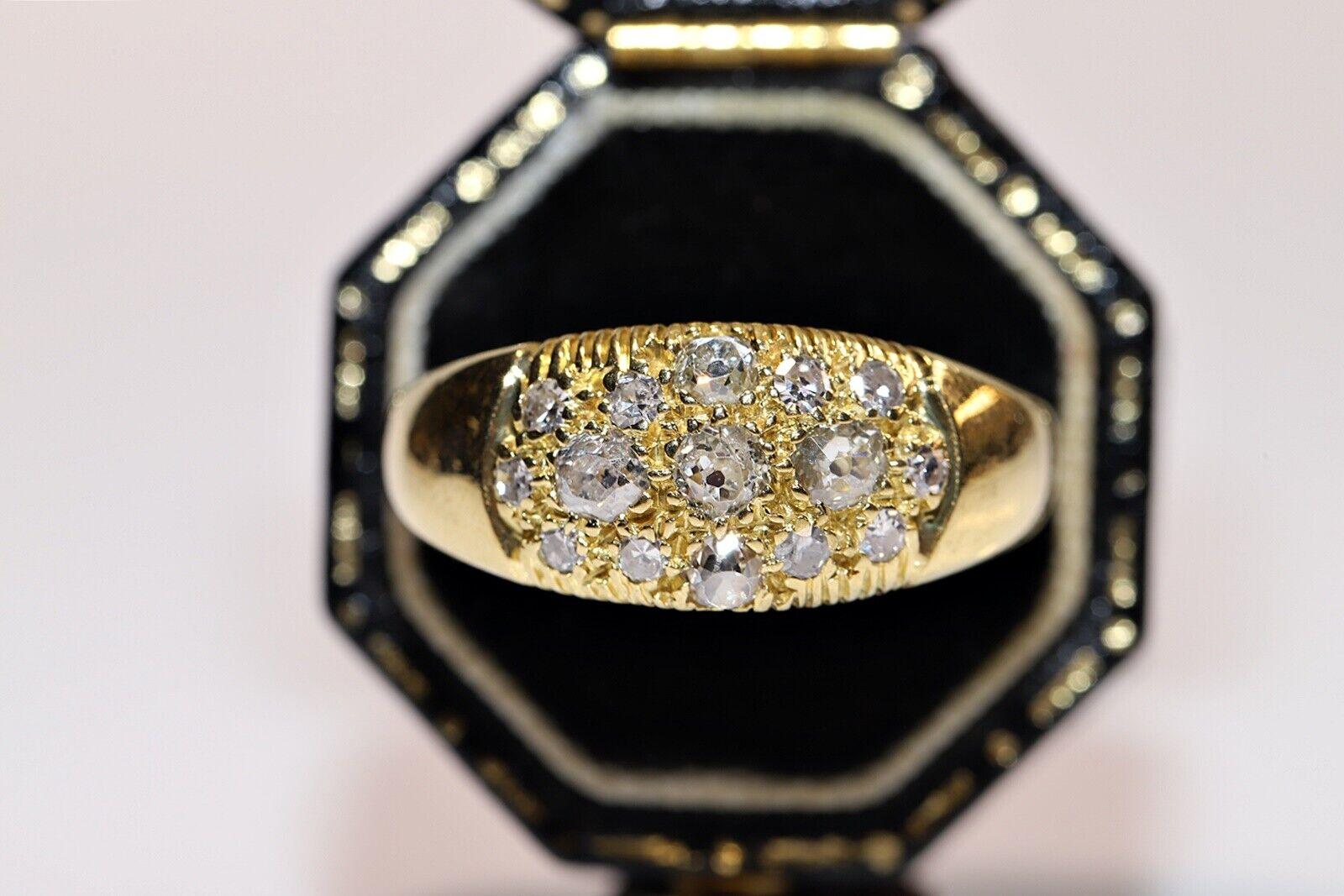 Vintage Circa 1980er Jahre 18k Gold Natürlicher Altschliff Diamant Dekorierter Ring im Angebot 2